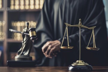 law and authority lawyer concept, judgment gavel hammer in court courtroom for crime judgement legislation and judicial decision, judge having justice of punishment guilt and criminal verdict legal