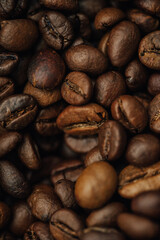 macro photography coffee beans close-up, food and drinks, cheerful morning, free space for text