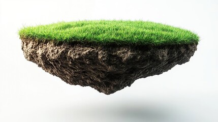arafed piece of grass floating in the air with a white background
