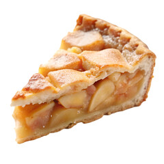 Delicious apple pie slice isolated on transparent background