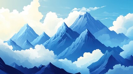 A Majestic View of Blue Mountains Piercing Through White Clouds