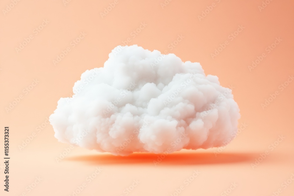 Poster a gentle white cloud floats elegantly against a soft pastel peach glow, creating a serene and tranqu