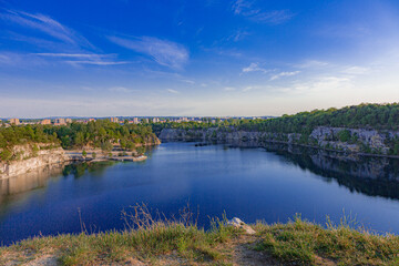 Fototapeta premium Krakow, Poland - 07.16.2020: Zakrzówek in summer during golden hour