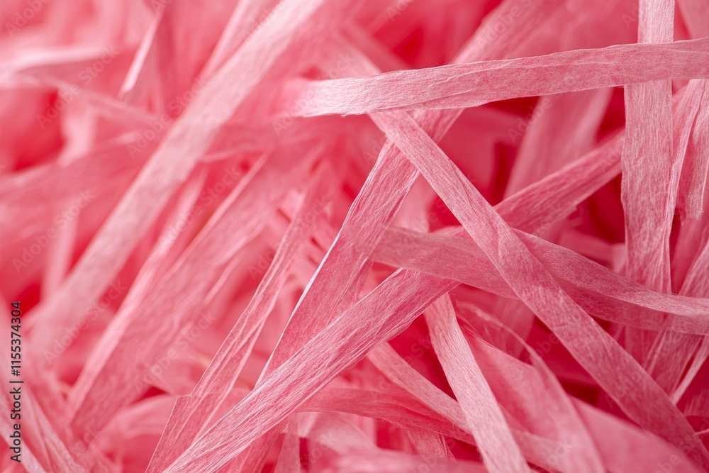 Poster A close-up capture of an intricate pink paper structure arrangement, illustrating a woven texture with a crisscross pattern for artistic visual appeal.