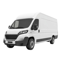 3D White Delivery Van Isolated on Transparent Background