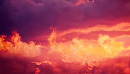 Fototapeta premium fire historical past with space for layout toned fiery pink sky with flame effect