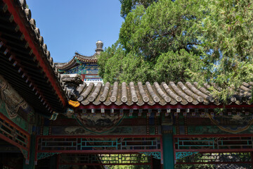 Ancient buildings of the Summer Palace Corridor in Beijing, China