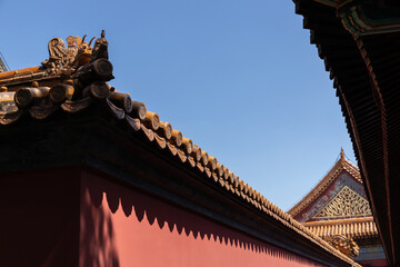 Eaves of ancient buildings in the Summer Palace Corridor, Beijing, China