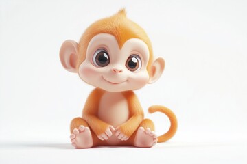 cartoon of cute baby monkey on white background