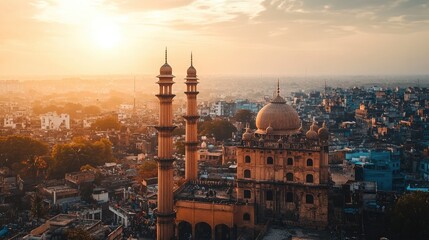 Obraz premium standing tall against a bust ling city scape.