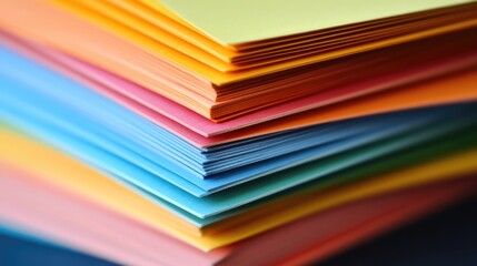 Colorful close-up of stacked educational flashcards designed for children's learning and play activities in vibrant hues.