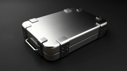 Sleek stainless steel case with metallic texture ideal for packaging design and product presentation in modern contexts