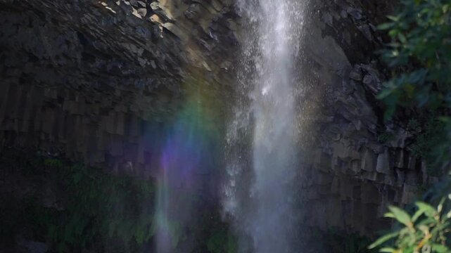 Basaltic Prisms, National Park with Waterfall geometric formations, Pleistocene era, Natural wonder. Hidalgo, Mexico