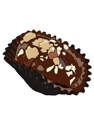 chocolate cake with nuts. Almond cookies.