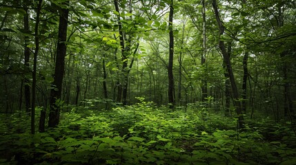 Naklejka premium The Scenic Scene of a Dense Forest and the Beauty of Nature