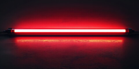 Illuminating action with red neon light studio setting graphic design dark environment low angle view modern concept