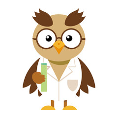 An owl dressed as a scientist vector art illustration
