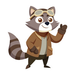 A raccoon wearing a pilot outfit vector art illustration