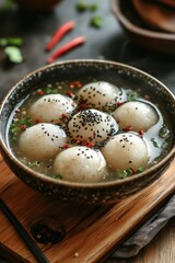 Delicious dumpling soup recipe home kitchen food photography cozy setting close-up culinary exploration