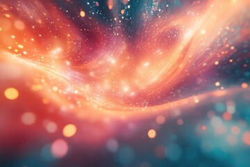 Fototapeta premium Abstract swirling cosmic energy with vibrant colors and shimmering particles.