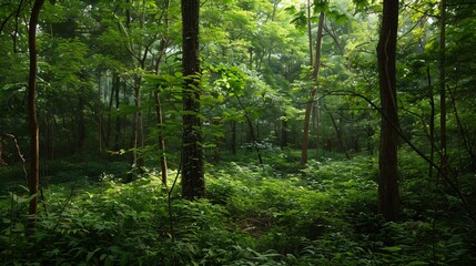 Obraz premium The Scenic Scene of a Dense Forest and the Beauty of Nature