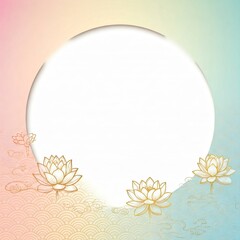 Fototapeta premium Lotus flower pattern in gold on a pastel background, symbolizing purity and harmony, with ample text space