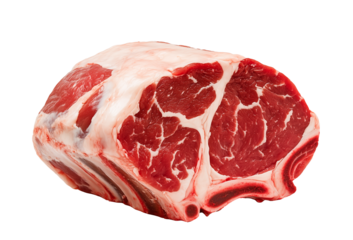 a big cut of raw beef steak, fatty and lean meat, thick cut, cutout png