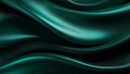 Obraz premium Black dark teal jade emerald sea aventurine green abstract background. Silk satin fabric. Glitter shimmer. Color gradient. Line stripe wave shadow. Drapery curtain. Luxury elegant subtle. Blank design