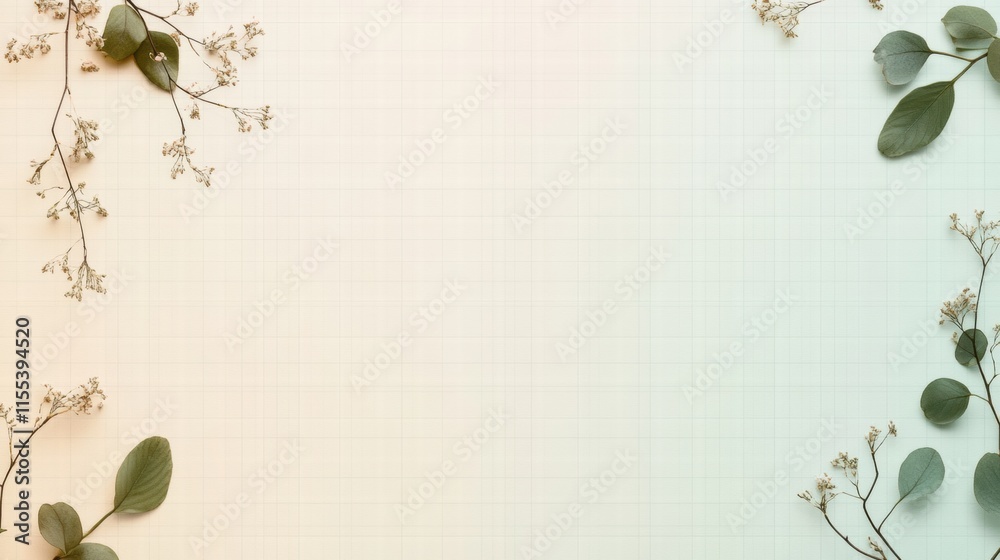 Poster elegant minimalist planner layout featuring subtle grid lines and botanical accents for creative pla