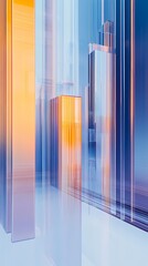 Blue and orange gradient glass city scene poster  background