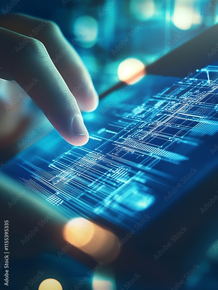Aufkleber Futuristic Touchscreen Technology with Digital Data Interface for Innovative Solutions : Generative AI