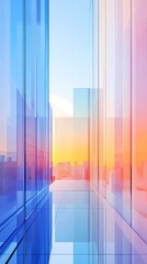 Blue and orange gradient glass city scene poster  background