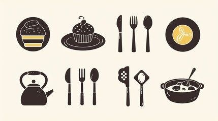 Food Thin Line Icon Set for Web and Mobile Usage