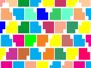 Abstract colorful checkered pattern seamless and confetti, on white background. Bright colorful retro checkered pattern background. Pixel pattern game background.