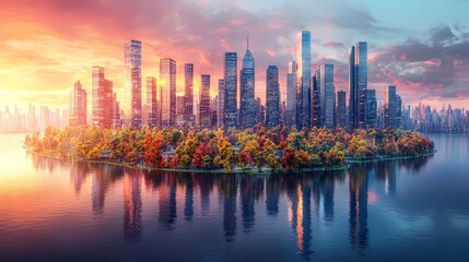Fototapeta premium Public health investment, futuristic city clinics, 3D illustration