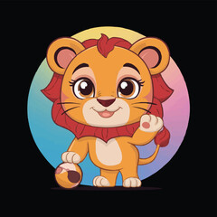 The Cute lion Cartoon illustration Design
