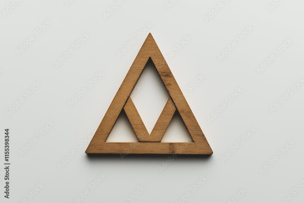 Poster A minimalist geometric design with three intersecting golden triangles on a white background