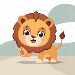 The Cute lion Cartoon illustration Design
