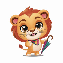 The Cute lion Cartoon illustration Design