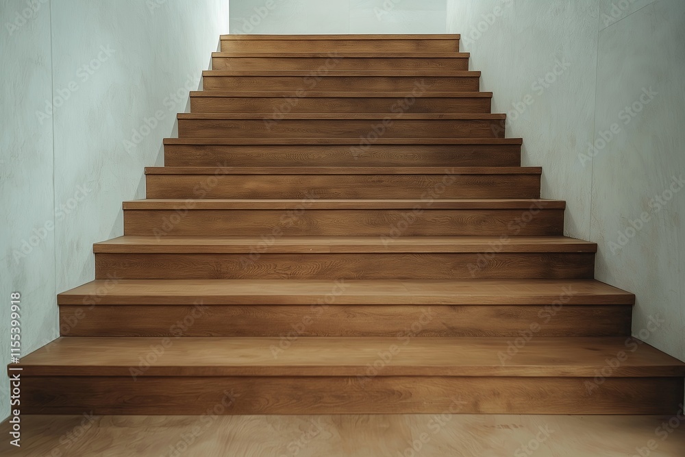 Poster a minimalist staircase with clean lines and smooth wooden treads.