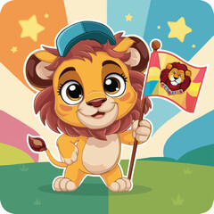 The Cute lion Cartoon illustration Design