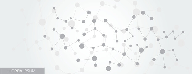 Abstract connect molecule banner. Science structure illustration