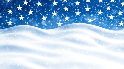 Winter Night Snowscape - Serene winter scene, symbolizing peace, tranquility, magic, purity, and hope.  Snow drifts gently under a starry sky.