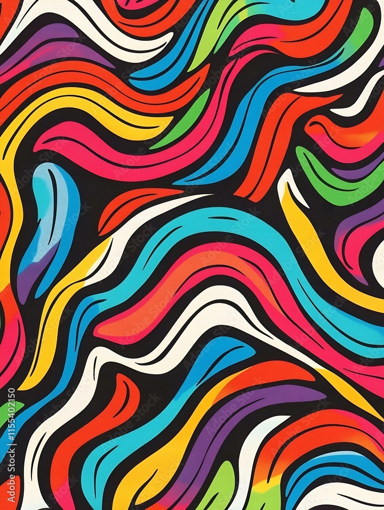 Fototapete Vibrant abstract waves in colorful pattern creating dynamic visual impact : Generative AI