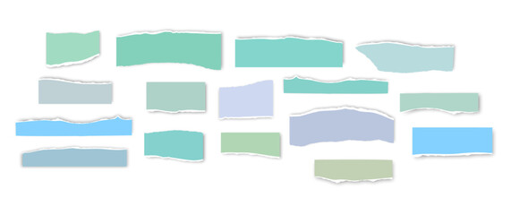 Set of torn paper fragments isolated on background, Vector illustration