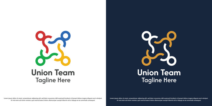 Company teamwork logo design illustration. Silhouette people working community corporate connection unity professional job fellowship business career. Simple minimal line symbol vector icon.