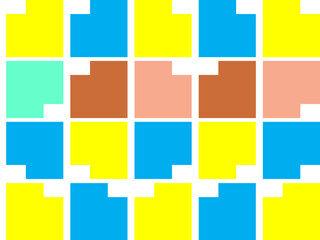 Abstract colorful checkered pattern seamless and confetti, on white background. Bright colorful retro checkered pattern background. Pixel pattern game background.