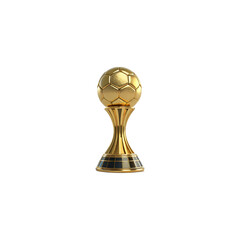 Golden football soccer ball trophy isolated on white background and transparent 