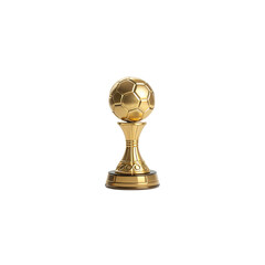 Golden football soccer ball trophy isolated on white background and transparent 