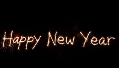 Sparkling "Happy New Year" message against a night sky.generative ai